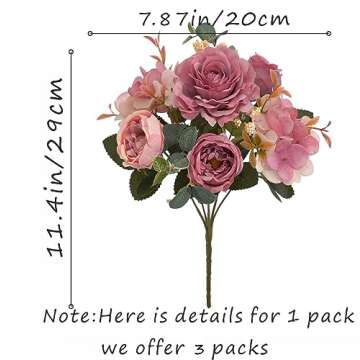 karoro Artificial Flowers Fake Peony Silk Flowers Bouquet Decor Faux Camellia Hydrangea Flower Arrangements Wedding Decoration Table Centerpieces