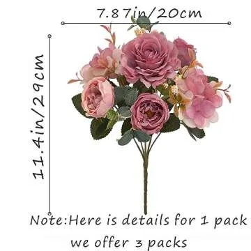 karoro Artificial Flowers Fake Peony Silk Flowers Bouquet Decor Faux Camellia Hydrangea Flower Arrangements Wedding Decoration Table Centerpieces