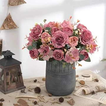 karoro Artificial Flowers Fake Peony Silk Flowers Bouquet Decor Faux Camellia Hydrangea Flower Arrangements Wedding Decoration Table Centerpieces