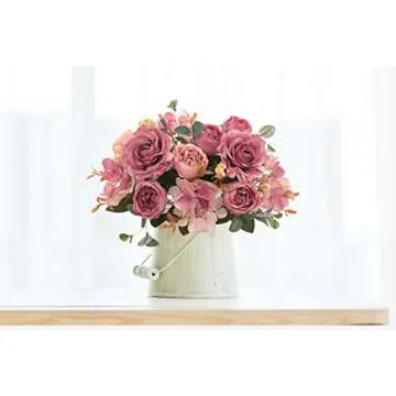 karoro Artificial Flowers Fake Peony Silk Flowers Bouquet Decor Faux Camellia Hydrangea Flower Arrangements Wedding Decoration Table Centerpieces