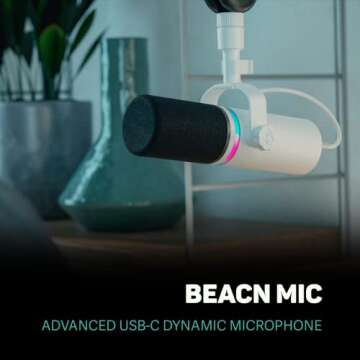 BEACN Light Dynamic USB Mic for PC | Professional Microphone for Podcast, Gaming Mic, Streaming Mic | Studio-Quality Desk Mic for YouTube, Twitch, and Recording | Microphone for PC, Gaming & Streaming