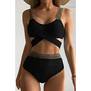 Eomenie Crisscross High Waisted Bikini for Women