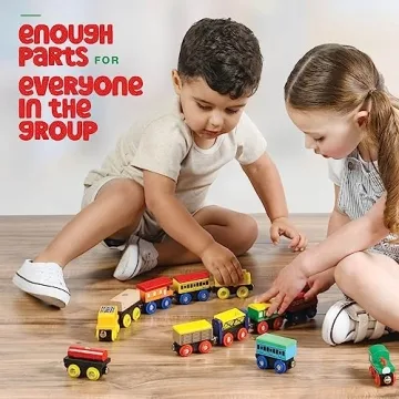 Engaging Wooden Train Set with 3 Magnetic Engines