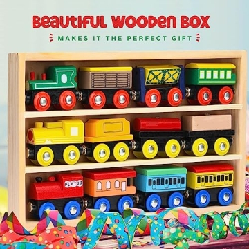 Engaging Wooden Train Set with 3 Magnetic Engines
