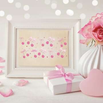 AFRITEE UV DTF Cup Wrap - 8 Sheets Cute Cherry UV DTF Cup Wraps for 16 oz Glass Water Bottle, Pink B...