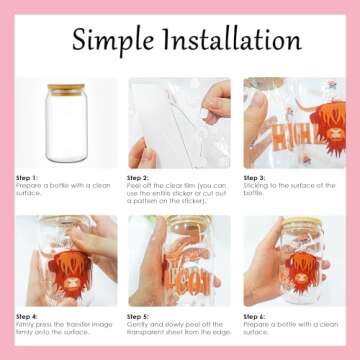 AFRITEE UV DTF Cup Wrap - 8 Sheets Cute Cherry UV DTF Cup Wraps for 16 oz Glass Water Bottle, Pink Bow Uvdtf Transfer Stickers for Girls DIY Craft Decorations, Creative Gifts for Girlfriend