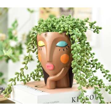 Saysmile Unique Resin Face Planter Pots for Indoor Plants