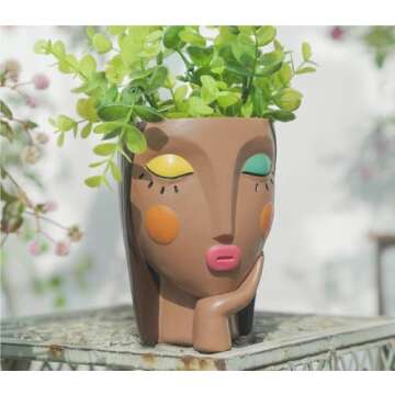 Saysmile Unique Resin Face Planter Pots for Indoor Plants