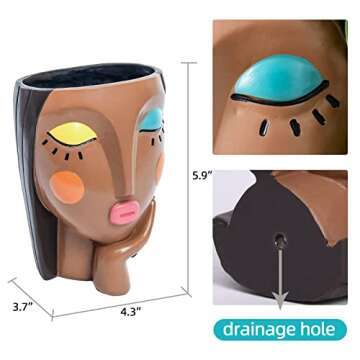 Saysmile Unique Resin Face Planter Pots for Indoor Plants