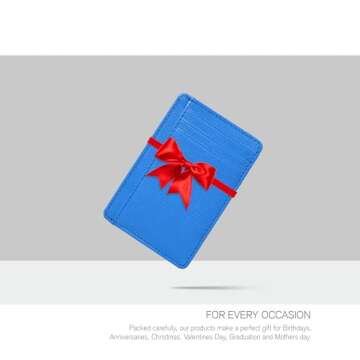 Sleek Leather Wallet | Blue | Gift For Him And Her | RFID Protected | Front Pocket | Multiple Card Slots | 1 ID Slot