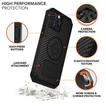Rokform - iPhone 13 Pro Max Case, Rugged Series, Dual Magnet Plus MagSafe Compatible, Magnetic Protective Apple Gear, iPhone Cover with RokLock Twist Lock, Drop Tested Armor (Black)