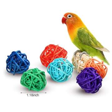 10 Pack Rattan Balls 1.2 inch Colored Wicker Ball Birds Quaker Parrot Parakeet Chewing pet bite Ball for Budgies Conures Hamsters Ball Orbs Crafts DIY Accessories vase fillers