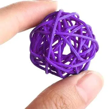 10 Pack Rattan Balls 1.2 inch Colored Wicker Ball Birds Quaker Parrot Parakeet Chewing pet bite Ball for Budgies Conures Hamsters Ball Orbs Crafts DIY Accessories vase fillers