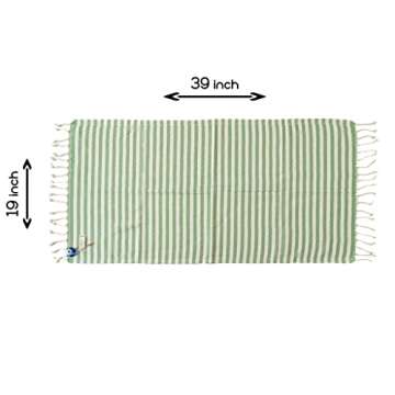 Ange d'Or Lucky Turkish Hand Towel Set of 2| 100% Cotton 39 x 19 Inches | Decorative Peshtemal Hand Towels for Bathroom | for Hand, Face, Hair, Gym, Yoga, Tea, Kitchen and Bath (Green)