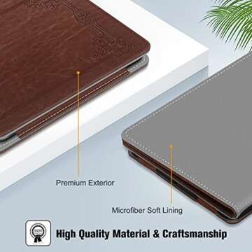 Fintie Folio Case for 6.8" Kindle Paperwhite (11th Generation-2021) and Kindle Paperwhite Signature Edition - Book Style Vegan Leather Shockproof Cover with Auto Sleep/Wake, Vintage Brown
