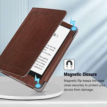 Fintie Folio Case for 6.8" Kindle Paperwhite (11th Generation-2021) and Kindle Paperwhite Signature Edition - Book Style Vegan Leather Shockproof Cover with Auto Sleep/Wake, Vintage Brown