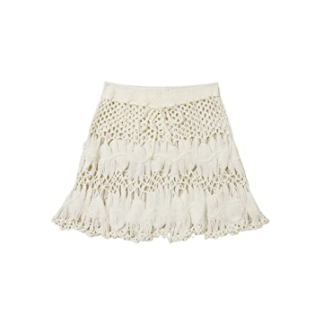 MakeMeChic Crochet Drawstring Beach Cover Up Skirt