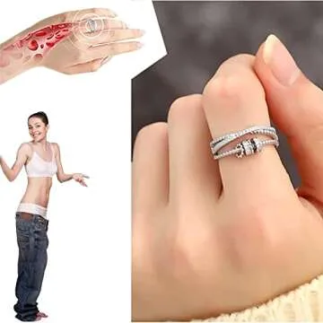 Jansio Threanic TripleSpin Ring, Vikanda Thermogenic Moissanite Spinner Ring Feelief Zirconica Triple Fidget Rings to My Daughter Open Anti Anxiety Rotatable Ring Jewelry for Women Teen Girls,