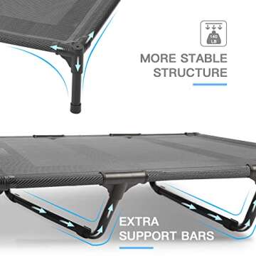 suddus Elevated Dog Bed Waterproof Outdoor, Portable Raised Dog Bed, Dog Bed Off The Floor, Dog Bed Easy Clean Indoor or Outdoor Use, X-Large, Grey