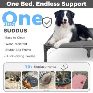 suddus Elevated Dog Bed Waterproof Outdoor, Portable Raised Dog Bed, Dog Bed Off The Floor, Dog Bed Easy Clean Indoor or Outdoor Use, X-Large, Grey