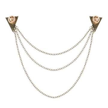 IEFIEL Men's Elegant Neck Tie Tassel Brooch Lapel Pin Buckle Royal Badge with Chains for Shirt Tie Hat Scarf Suit Tuxedo