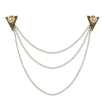 IEFIEL Men's Elegant Neck Tie Tassel Brooch Lapel Pin Buckle Royal Badge with Chains for Shirt Tie Hat Scarf Suit Tuxedo