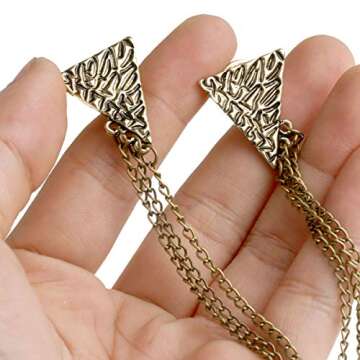 IEFIEL Men's Elegant Neck Tie Tassel Brooch Lapel Pin Buckle Royal Badge with Chains for Shirt Tie Hat Scarf Suit Tuxedo