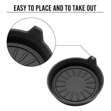 Seven Sparta Car Coasters for Cup Holders, Silicone Universal Vehicle Coasters, Set of 4 Pack, 3-1/8" Diameter (Black)