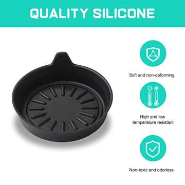 Seven Sparta Car Coasters for Cup Holders, Silicone Universal Vehicle Coasters, Set of 4 Pack, 3-1/8" Diameter (Black)