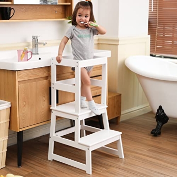 Mangohood Kitchen Step Stool for Toddlers, White