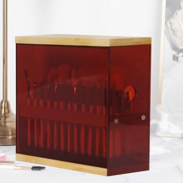 Elegant Bamboo Brush Holder for Organized Beauty Tools - 29 Holes