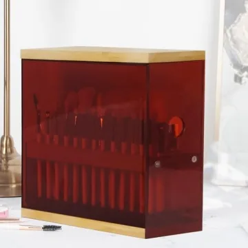 Elegant Bamboo Brush Holder for Organized Beauty Tools - 29 Holes