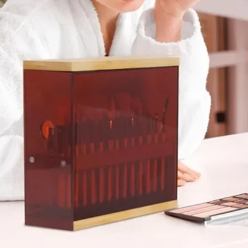 Elegant Bamboo Brush Holder for Organized Beauty Tools - 29 Holes