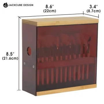 Elegant Bamboo Brush Holder for Organized Beauty Tools - 29 Holes