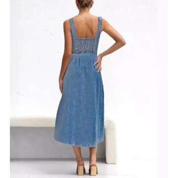 cffvdiz Women's Sexy Strap Maxi Denim Dress
