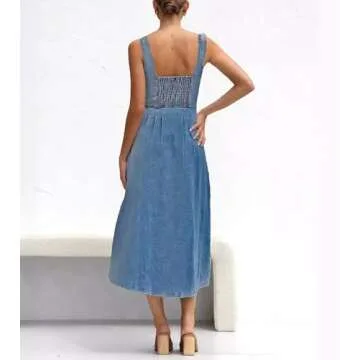 cffvdiz Women's Sexy Strap Maxi Denim Dress