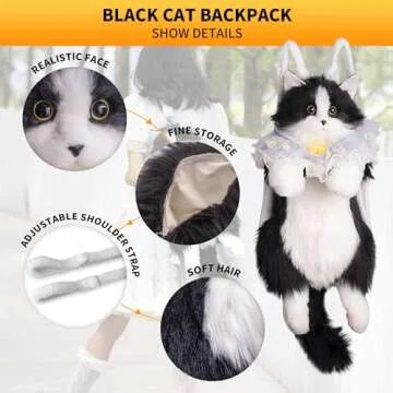 Cute Cat Plush Backpack with Adjustable Straps