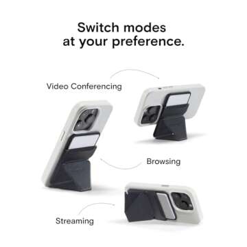 MOFT Magnetic Wallet Stand Compatible with iPhone 16/15/14/13/12 Series, Angle Adjustment & Magsafe Compatible MOVAS Phone Stand,Jet Black