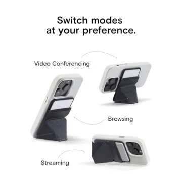 MOFT Magnetic Wallet Stand Compatible with iPhone 16/15/14/13/12 Series, Angle Adjustment & Magsafe Compatible MOVAS Phone Stand,Jet Black