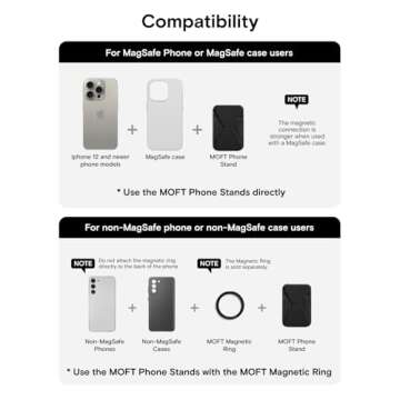 MOFT Magnetic Wallet Stand Compatible with iPhone 16/15/14/13/12 Series, Angle Adjustment & Magsafe Compatible MOVAS Phone Stand,Jet Black
