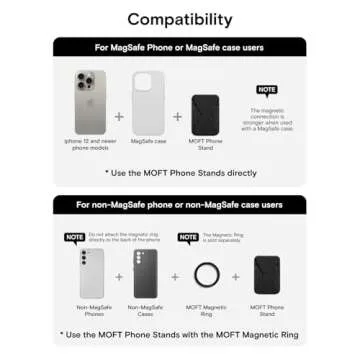 MOFT Magnetic Wallet Stand Compatible with iPhone 16/15/14/13/12 Series, Angle Adjustment & Magsafe Compatible MOVAS Phone Stand,Jet Black