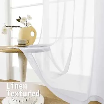 Tollpiz Sheer Door Curtains Closet Linen Textured Curtains Sheer Doorway Light Filtering Voile Rod French Door Pocket Curtain Patio Glass Door, 25 x 72 inches Long, White, Set of 1 Panel