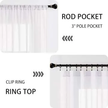 Tollpiz Sheer Door Curtains Closet Linen Textured Curtains Sheer Doorway Light Filtering Voile Rod French Door Pocket Curtain Patio Glass Door, 25 x 72 inches Long, White, Set of 1 Panel