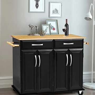 Pliwier Portable Kitchen Island Cart with Storage and Wheels