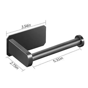 VAEHOLD Self Adhesive Toilet Paper Holder Kitchen Washroom Adhesive Toilet Roll Holder No Drilling for Bathroom Stick on Wall Stainless Steel Brushed Black