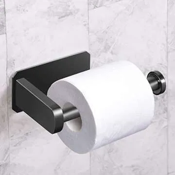 VAEHOLD Self Adhesive Toilet Paper Holder Kitchen Washroom Adhesive Toilet Roll Holder No Drilling for Bathroom Stick on Wall Stainless Steel Brushed Black