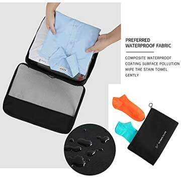 FOREMS 7 Set Packing Cubes For Suitcases Travel Luggage Organizers Travel Accessories With Laundry Bag,Shoe Bag And Toitetry bag,Lightweight Luggage For Carry On Suitcase (black)