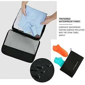 FOREMS 7 Set Packing Cubes For Suitcases Travel Luggage Organizers Travel Accessories With Laundry Bag,Shoe Bag And Toitetry bag,Lightweight Luggage For Carry On Suitcase (black)