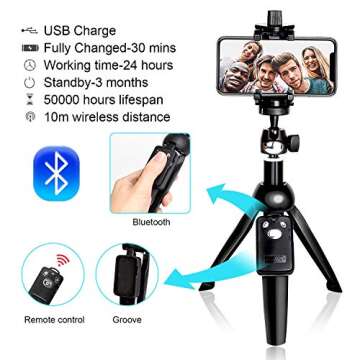 Selfie Stick Tripod Bluetooth, 40 Inch Extendable Flexible Selfie Stick Tripod with Detachable Wireless Remote, Compatible with iPhone Xs Max/XS/XR/iPhone X/iPhone 8 Plus/iPhone 7/iPhone 6 Plus/Galaxy