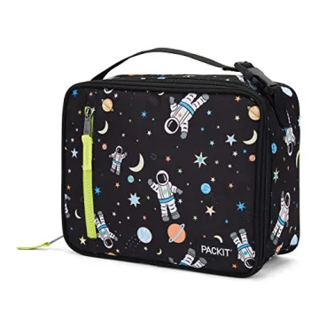 PackIt Freezable Classic Lunch Box, Spaceman, Built with EcoFreeze Technology, Collapsible, Reusable, Zip Closure With Zip Front Pocket and Buckle Handle, Perfect for School Lunches